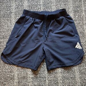 Adidas Blue Athletic Training Shorts with zipper pockets